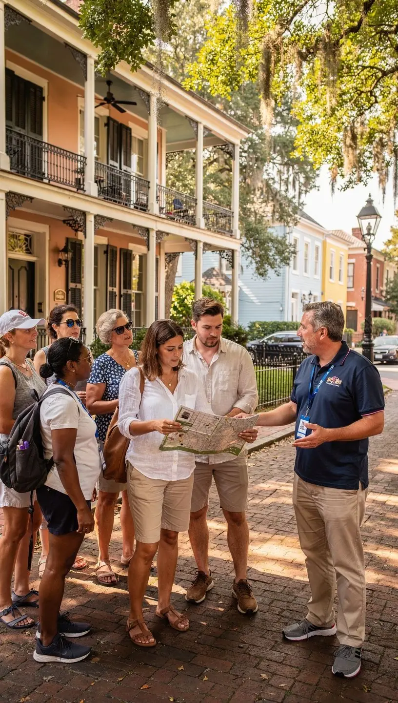 Mapa kulturalnej trasy z zaznaczonymi atrakcjami turystycznymi w historycznej dzielnicy.