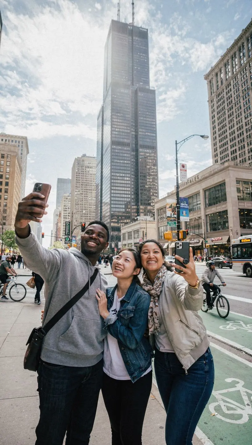 Grupa turystów zwiedzających lokalne atrakcje kulturowe w słoneczny dzień.